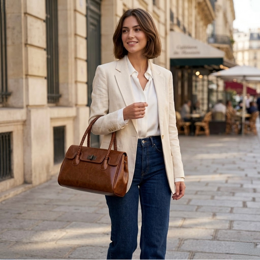 Arden Weaver Satchel Bag - Tan