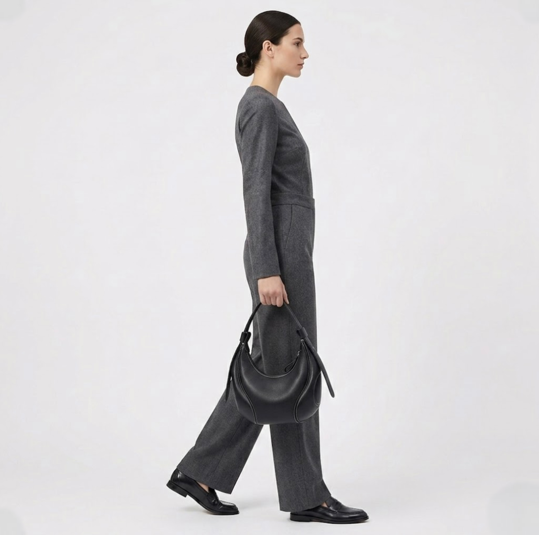 Ellipse Crescent Hobo - Black - TIKORI LONDON