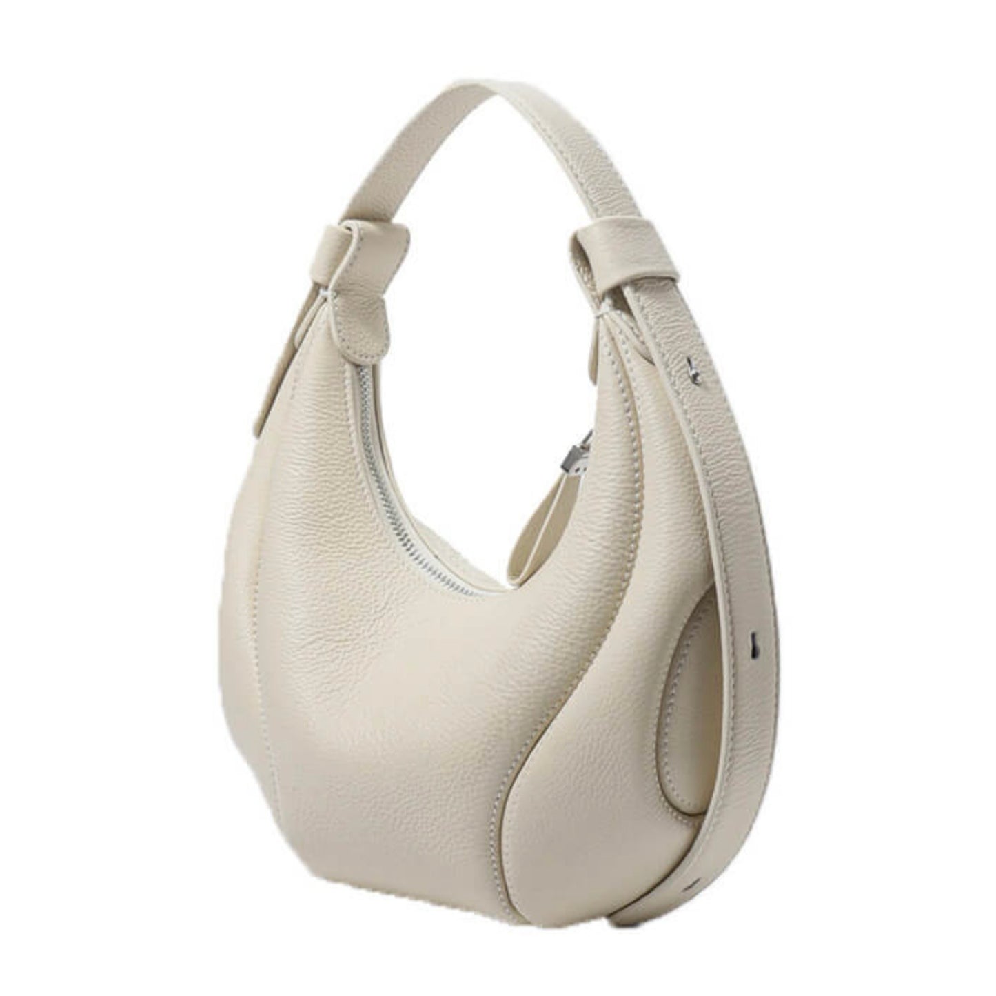 Ellipse crescent hobo bag - White - TIKORI LONDON