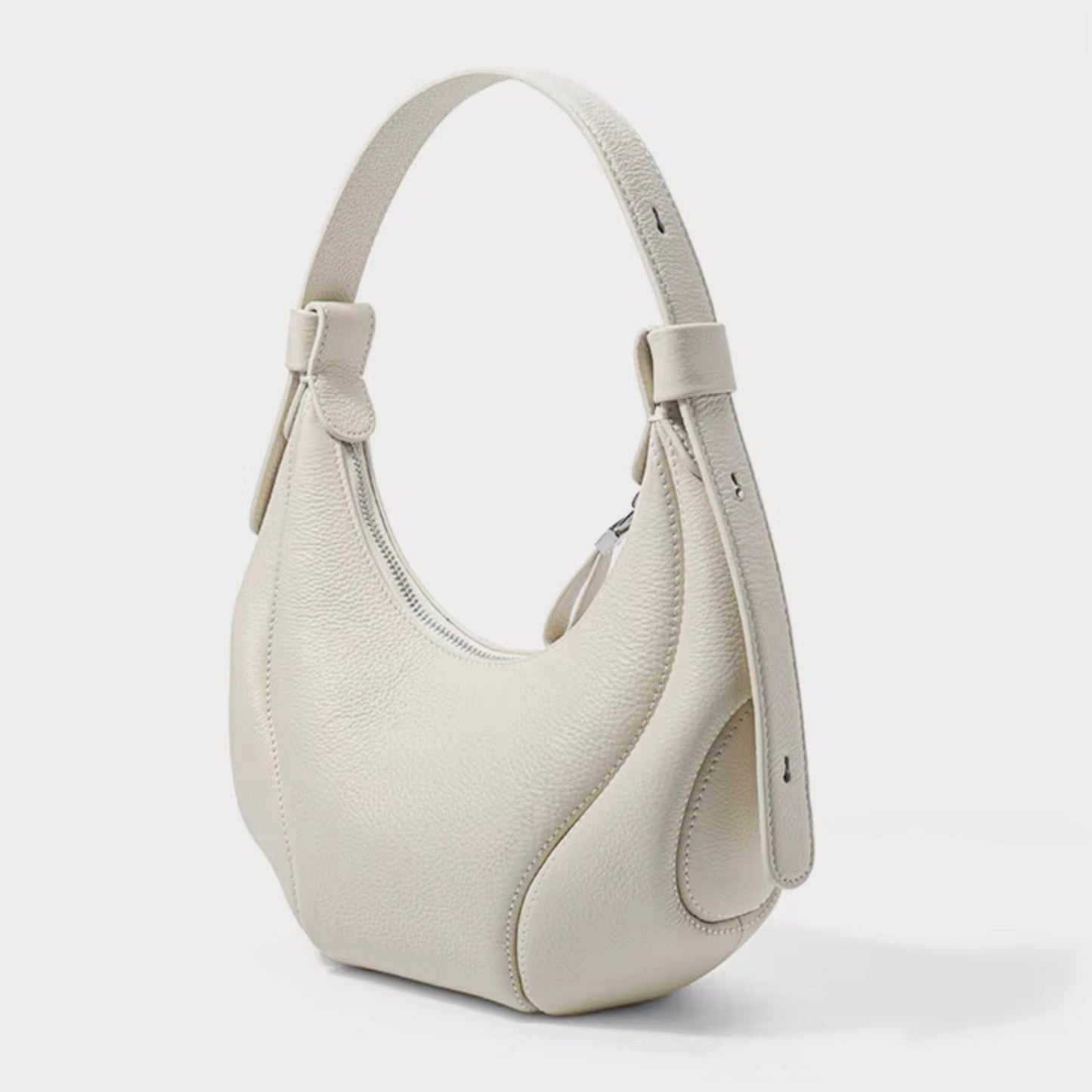 Ellipse crescent hobo bag - White - TIKORI LONDON