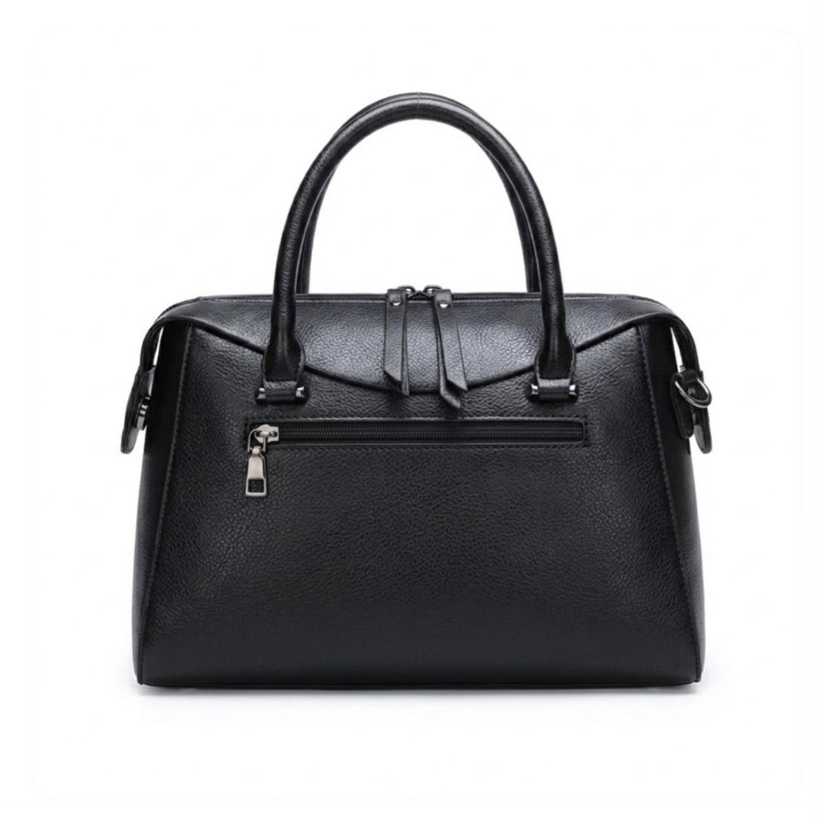 Vintage Inspired Embossed Satchel Bag - Black