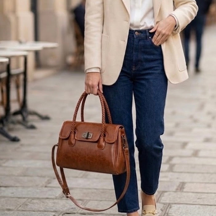 Arden Weaver Satchel Bag - Tan