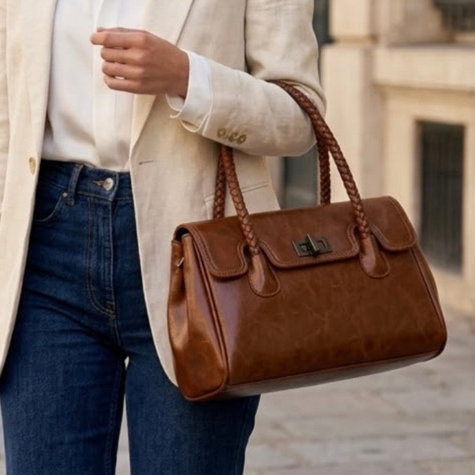 Arden Weaver Satchel Bag - Tan