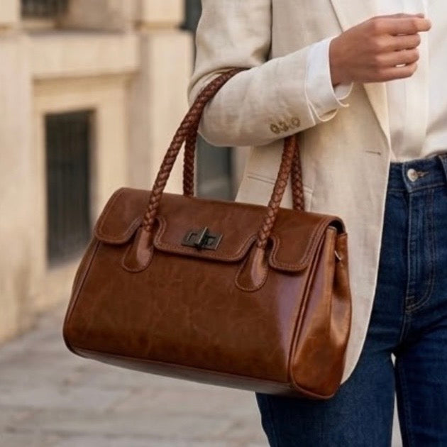 Arden Weaver Satchel Bag - Tan
